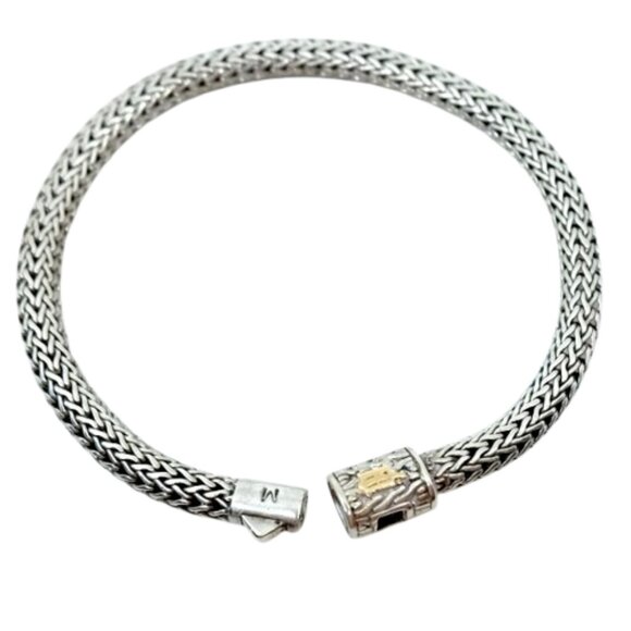 JOHN HARDY~CLASSIC CHAIN BRACELET~DIAMOND STERLING SILVER 18K YELLOW GOLD - Picture 4 of 6